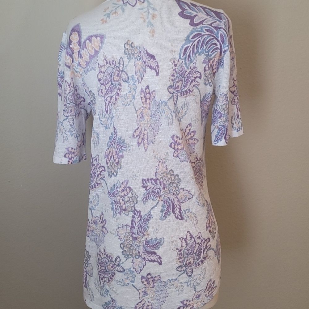 Chico's floral short sleeve sweater size 0(xs) - Picture 4 of 10